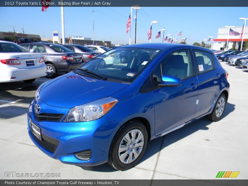 Blazing Blue Pearl / Ash Gray 2012 Toyota Yaris L 5 Door