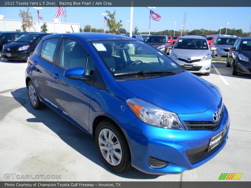 Blazing Blue Pearl / Ash Gray 2012 Toyota Yaris L 5 Door