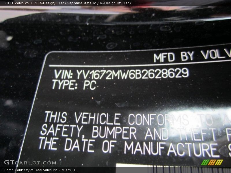 Black Sapphire Metallic / R-Design Off Black 2011 Volvo V50 T5 R-Design