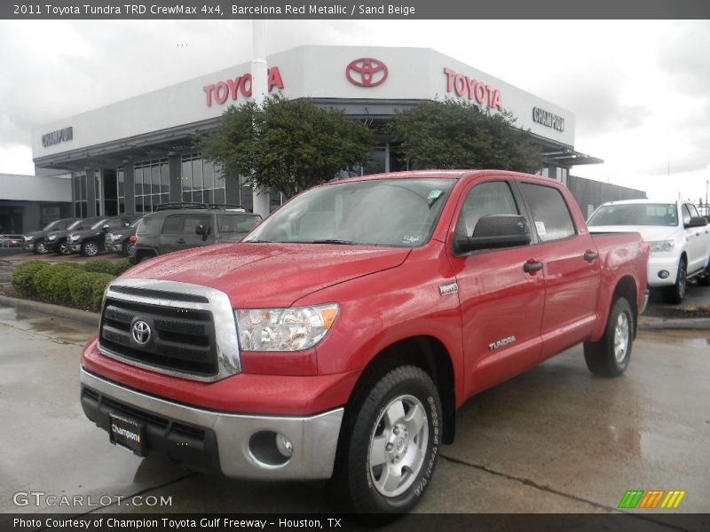 Barcelona Red Metallic / Sand Beige 2011 Toyota Tundra TRD CrewMax 4x4