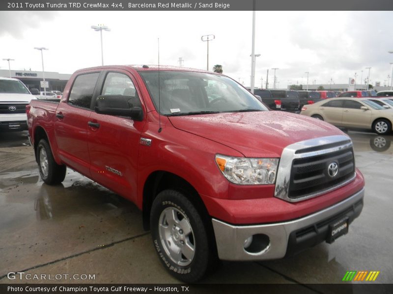 Barcelona Red Metallic / Sand Beige 2011 Toyota Tundra TRD CrewMax 4x4
