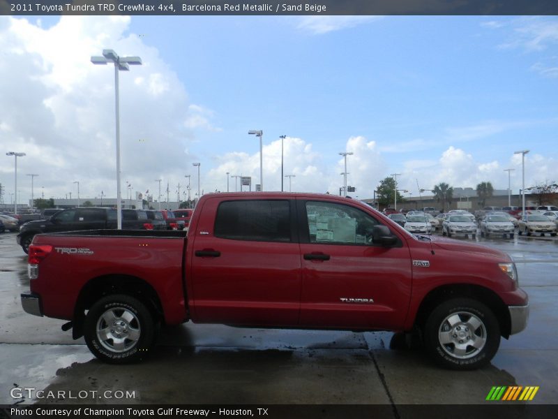 Barcelona Red Metallic / Sand Beige 2011 Toyota Tundra TRD CrewMax 4x4