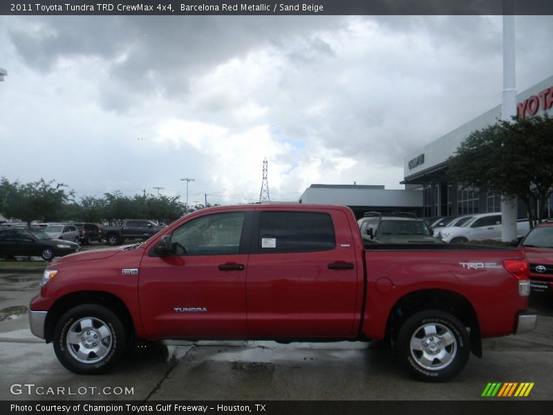 Barcelona Red Metallic / Sand Beige 2011 Toyota Tundra TRD CrewMax 4x4
