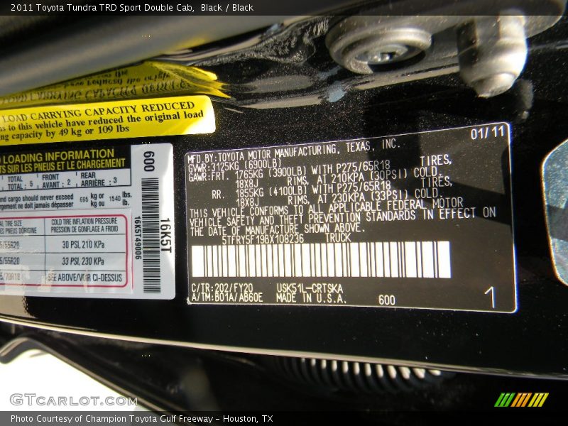 Black / Black 2011 Toyota Tundra TRD Sport Double Cab