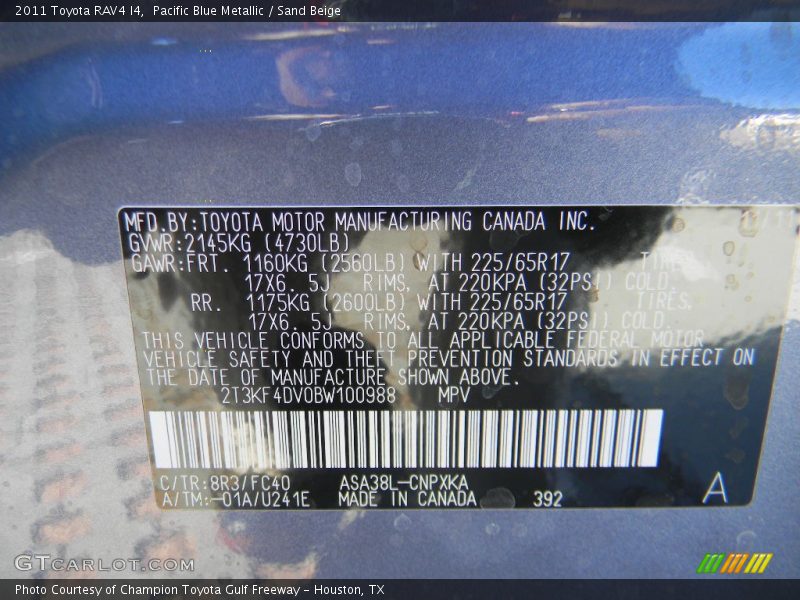 8R3 - 2011 Toyota RAV4 I4