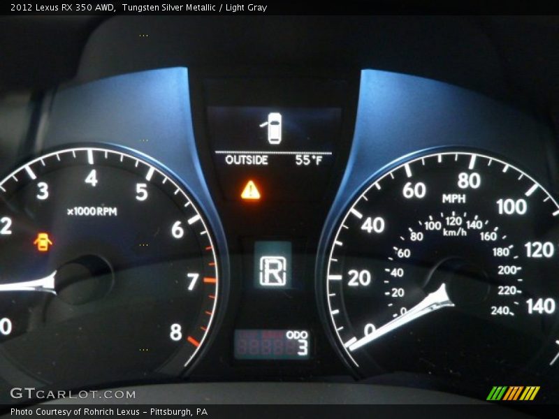 Tungsten Silver Metallic / Light Gray 2012 Lexus RX 350 AWD