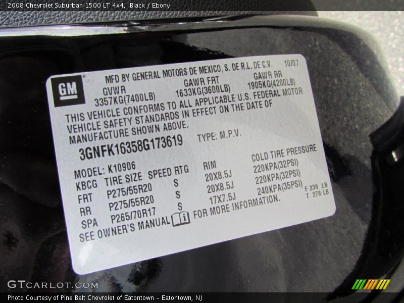 Black / Ebony 2008 Chevrolet Suburban 1500 LT 4x4
