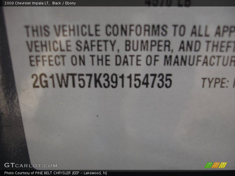 Black / Ebony 2009 Chevrolet Impala LT