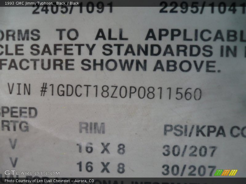 Black / Black 1993 GMC Jimmy Typhoon