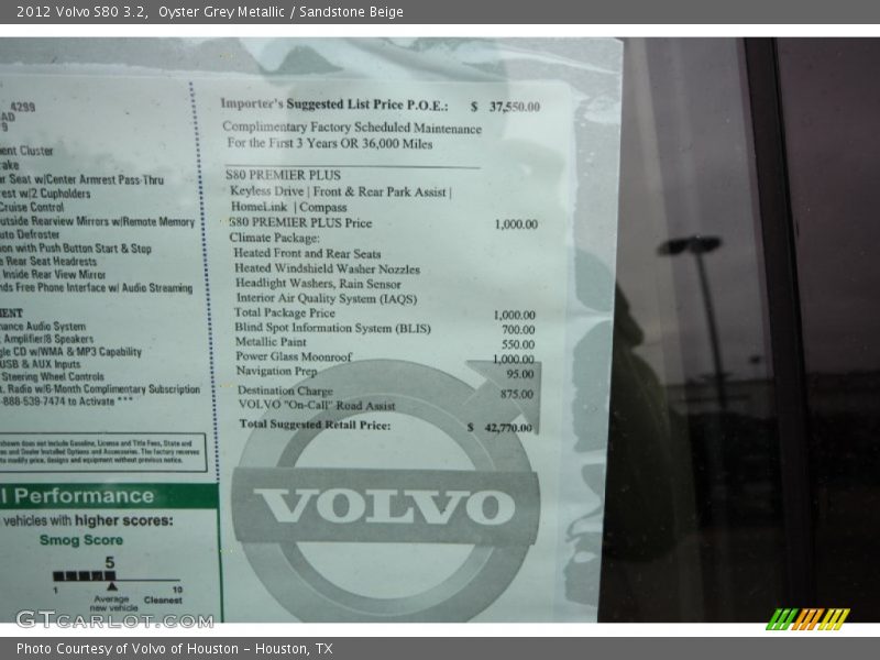 Oyster Grey Metallic / Sandstone Beige 2012 Volvo S80 3.2