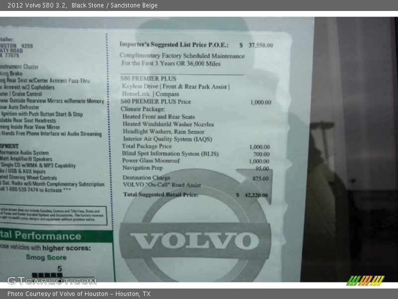 Black Stone / Sandstone Beige 2012 Volvo S80 3.2