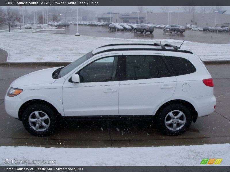 Powder White Pearl / Beige 2008 Hyundai Santa Fe GLS