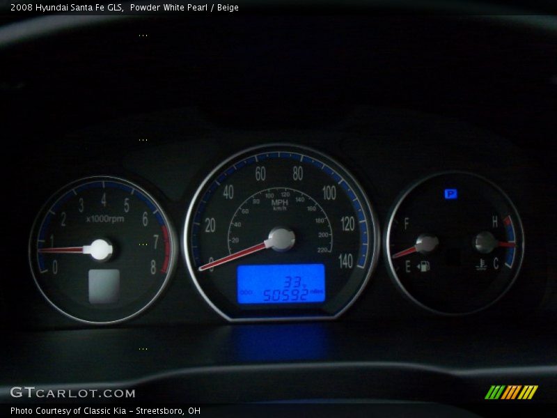 Powder White Pearl / Beige 2008 Hyundai Santa Fe GLS