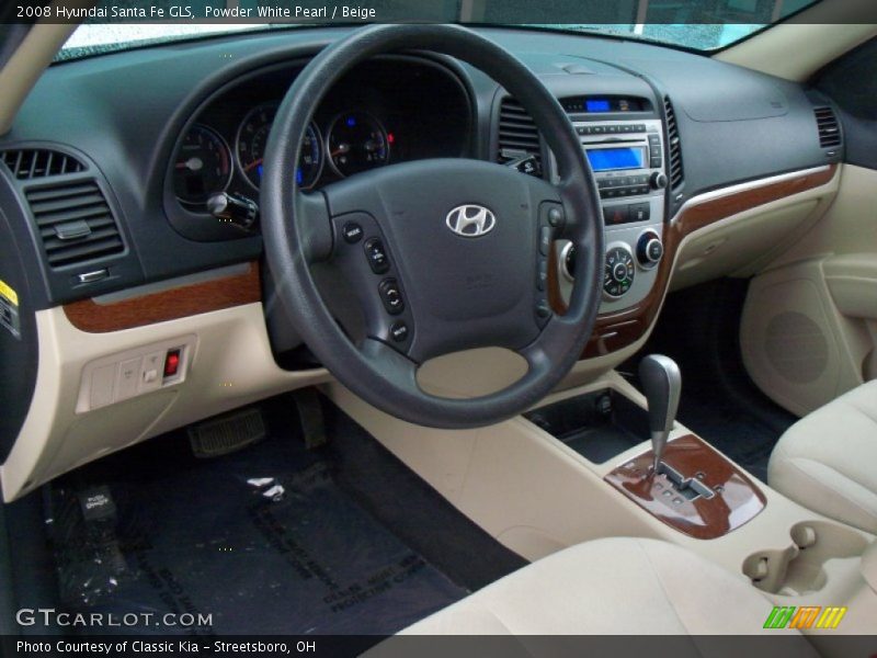Powder White Pearl / Beige 2008 Hyundai Santa Fe GLS