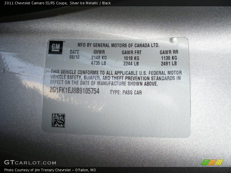 Silver Ice Metallic / Black 2011 Chevrolet Camaro SS/RS Coupe