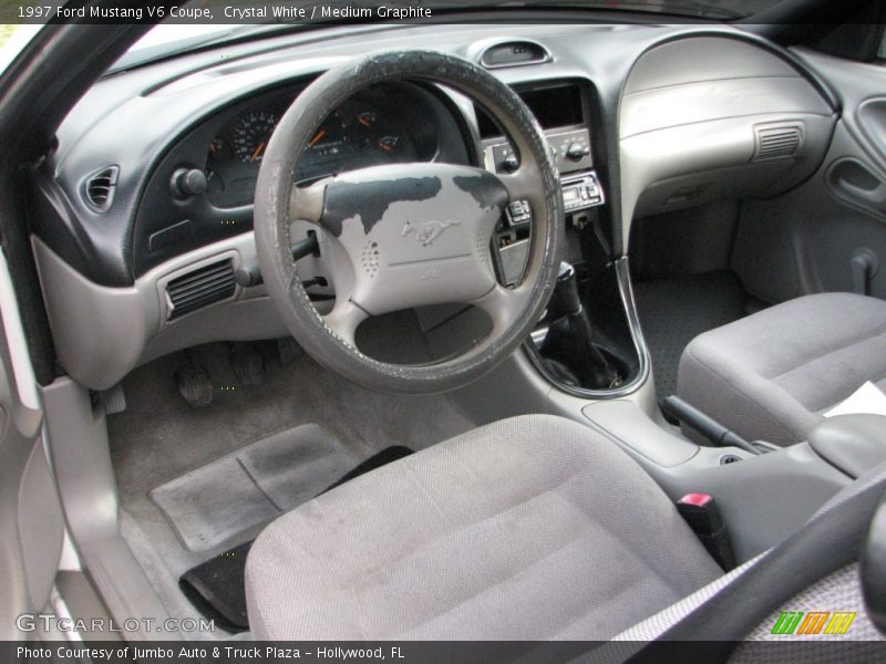 Crystal White / Medium Graphite 1997 Ford Mustang V6 Coupe