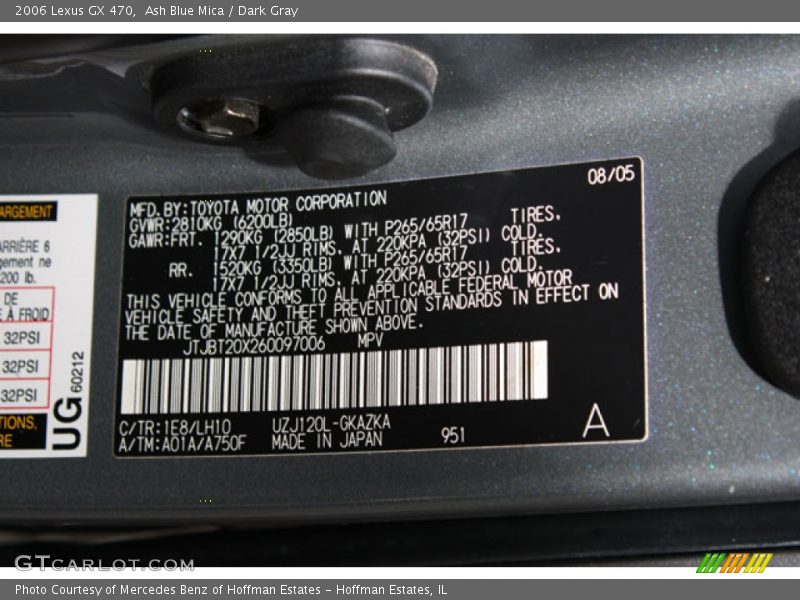 Ash Blue Mica / Dark Gray 2006 Lexus GX 470