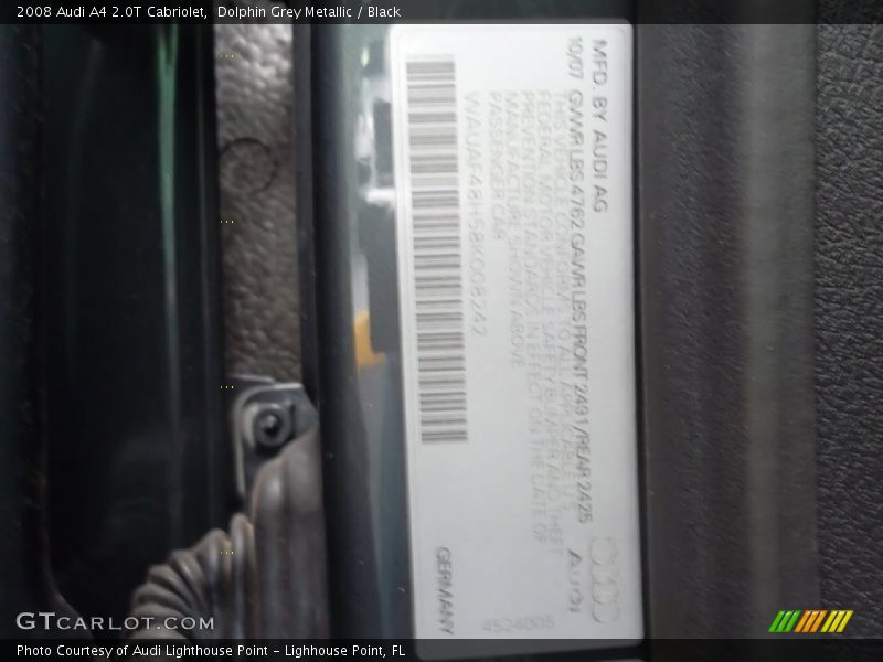 Dolphin Grey Metallic / Black 2008 Audi A4 2.0T Cabriolet