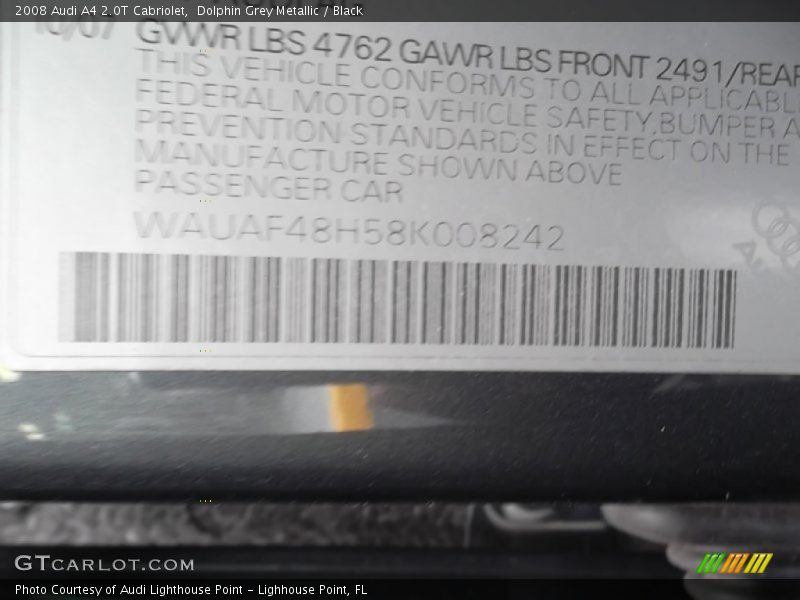 Dolphin Grey Metallic / Black 2008 Audi A4 2.0T Cabriolet