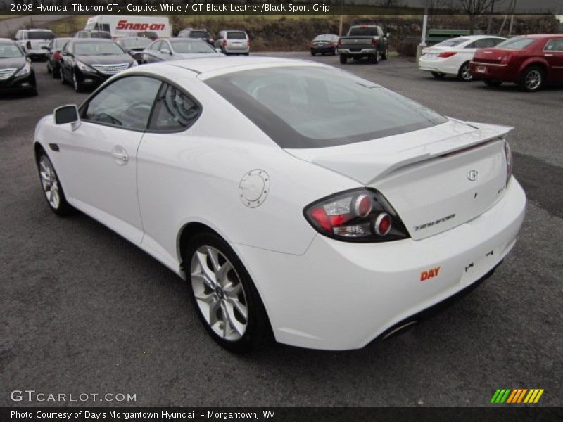 Captiva White / GT Black Leather/Black Sport Grip 2008 Hyundai Tiburon GT
