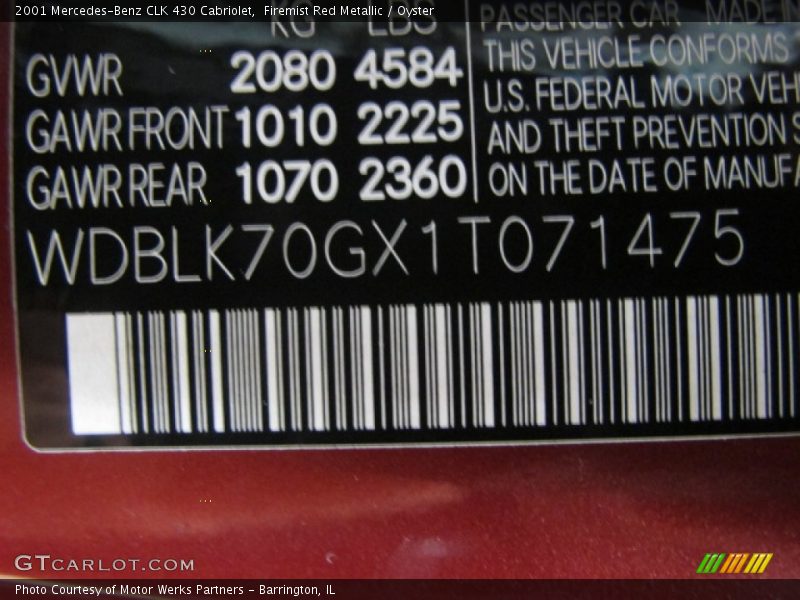 Firemist Red Metallic / Oyster 2001 Mercedes-Benz CLK 430 Cabriolet