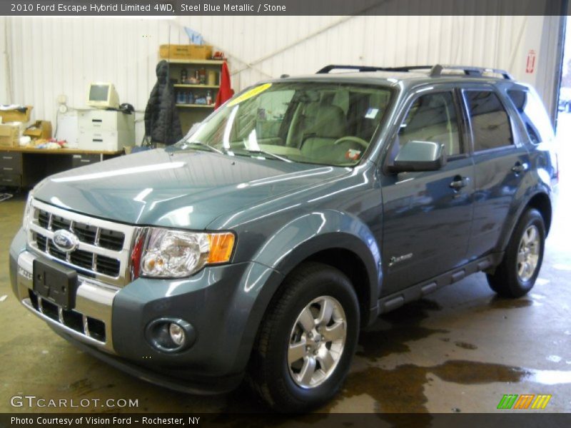 Steel Blue Metallic / Stone 2010 Ford Escape Hybrid Limited 4WD