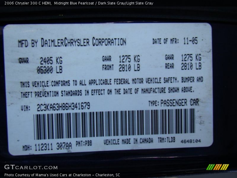 Midnight Blue Pearlcoat / Dark Slate Gray/Light Slate Gray 2006 Chrysler 300 C HEMI