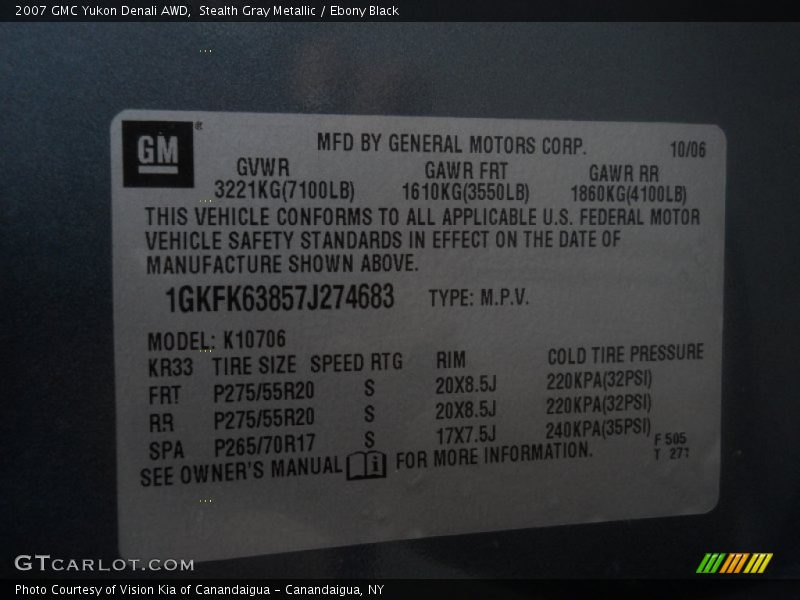 Stealth Gray Metallic / Ebony Black 2007 GMC Yukon Denali AWD