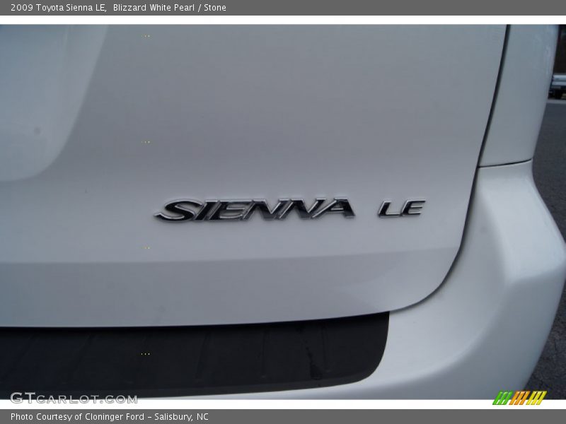 Blizzard White Pearl / Stone 2009 Toyota Sienna LE