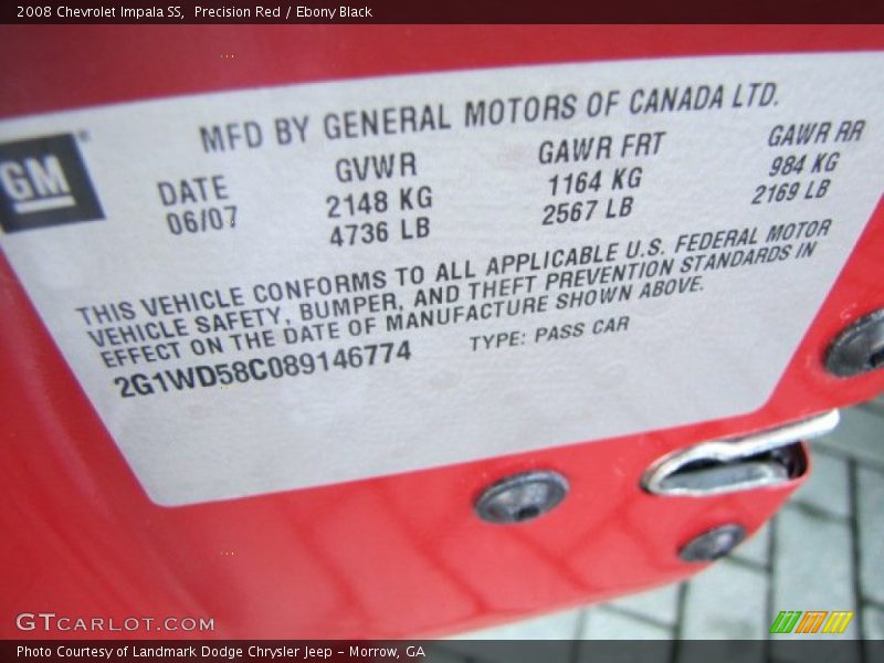 Precision Red / Ebony Black 2008 Chevrolet Impala SS