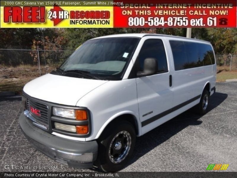 Summit White / Neutral 2000 GMC Savana Van 1500 SLE Passenger