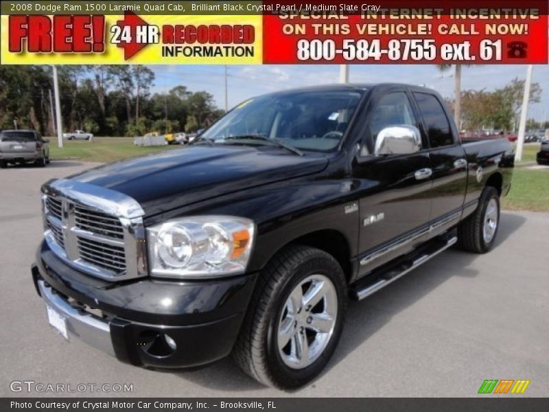 Brilliant Black Crystal Pearl / Medium Slate Gray 2008 Dodge Ram 1500 Laramie Quad Cab