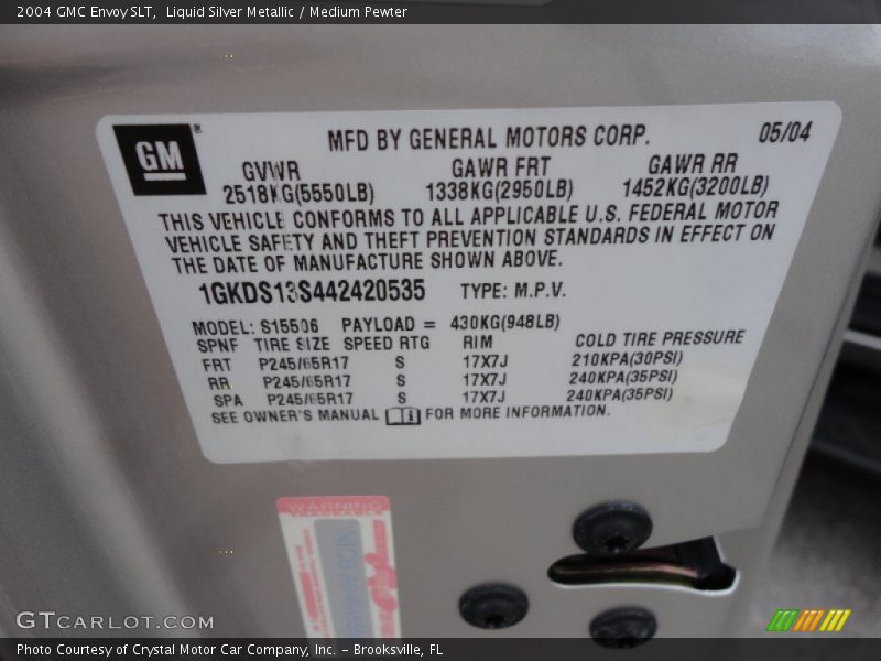 Liquid Silver Metallic / Medium Pewter 2004 GMC Envoy SLT
