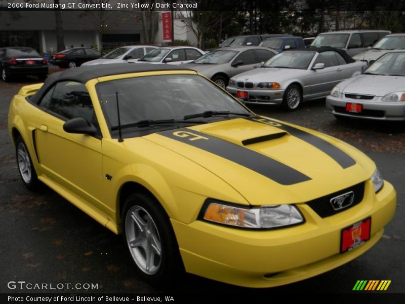 Zinc Yellow / Dark Charcoal 2000 Ford Mustang GT Convertible