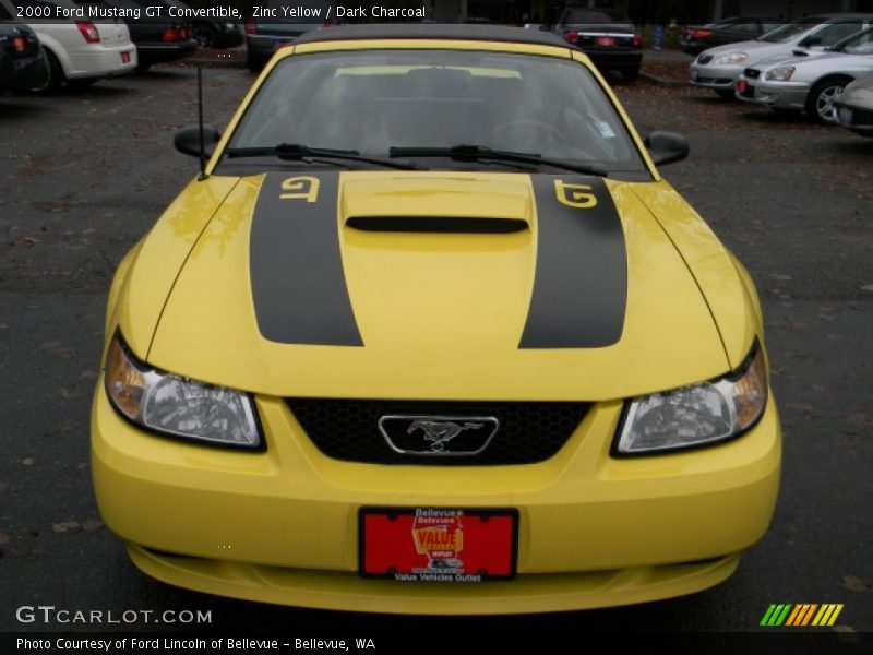 Zinc Yellow / Dark Charcoal 2000 Ford Mustang GT Convertible