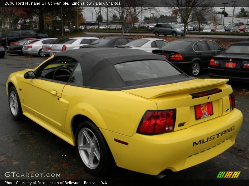 Zinc Yellow / Dark Charcoal 2000 Ford Mustang GT Convertible