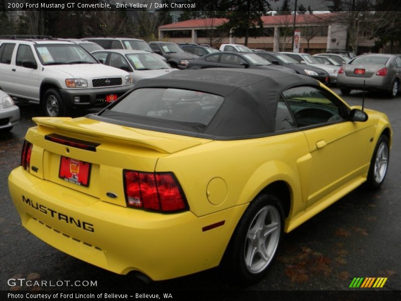 Zinc Yellow / Dark Charcoal 2000 Ford Mustang GT Convertible