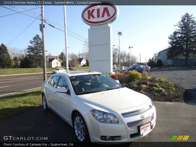 Summit White / Cocoa/Cashmere 2010 Chevrolet Malibu LTZ Sedan