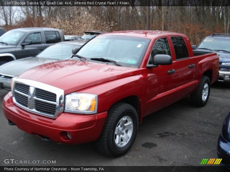Inferno Red Crystal Pearl / Khaki 2007 Dodge Dakota SLT Quad Cab 4x4