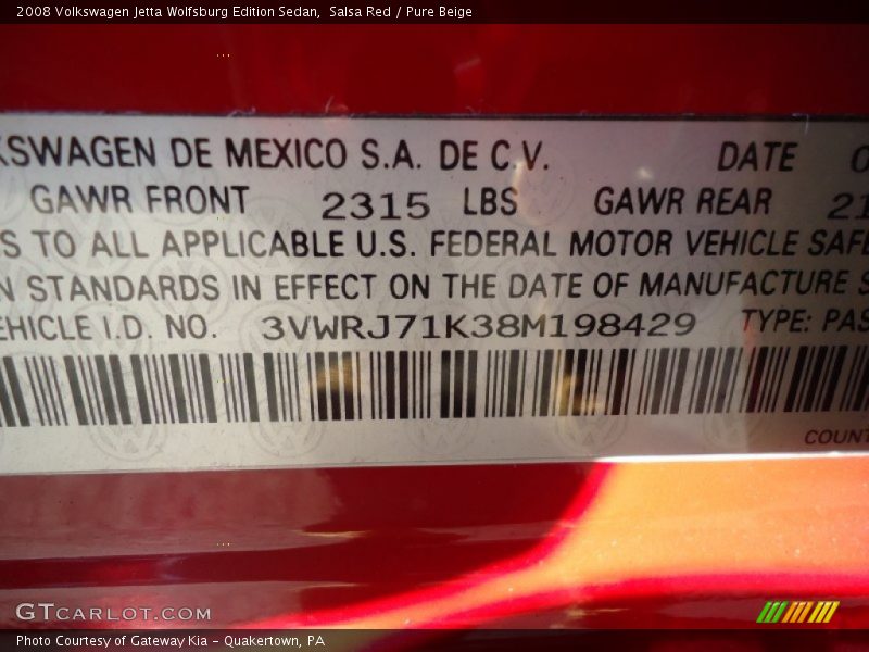 Salsa Red / Pure Beige 2008 Volkswagen Jetta Wolfsburg Edition Sedan