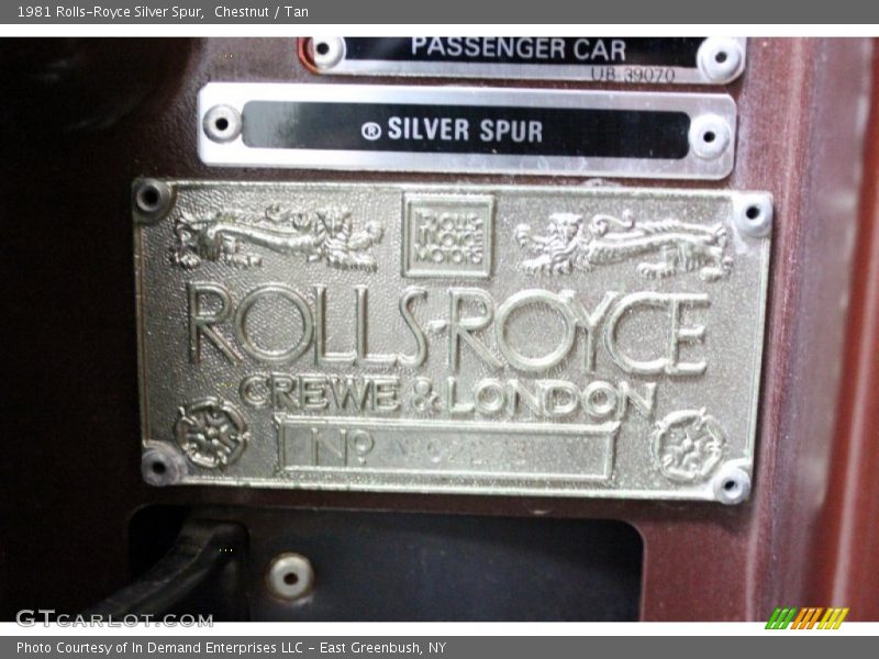 Info Tag of 1981 Silver Spur 