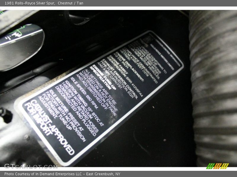 Info Tag of 1981 Silver Spur 