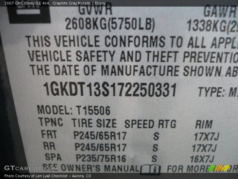 Graphite Gray Metallic / Ebony 2007 GMC Envoy SLE 4x4