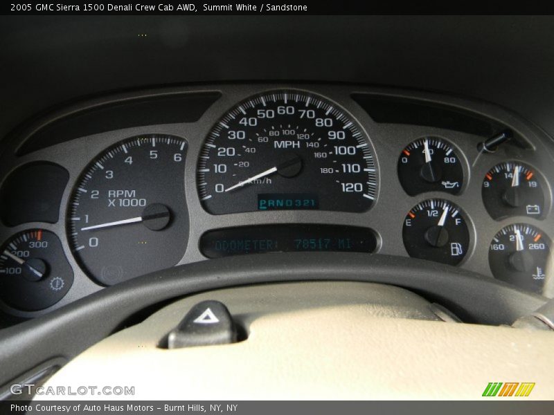 Summit White / Sandstone 2005 GMC Sierra 1500 Denali Crew Cab AWD