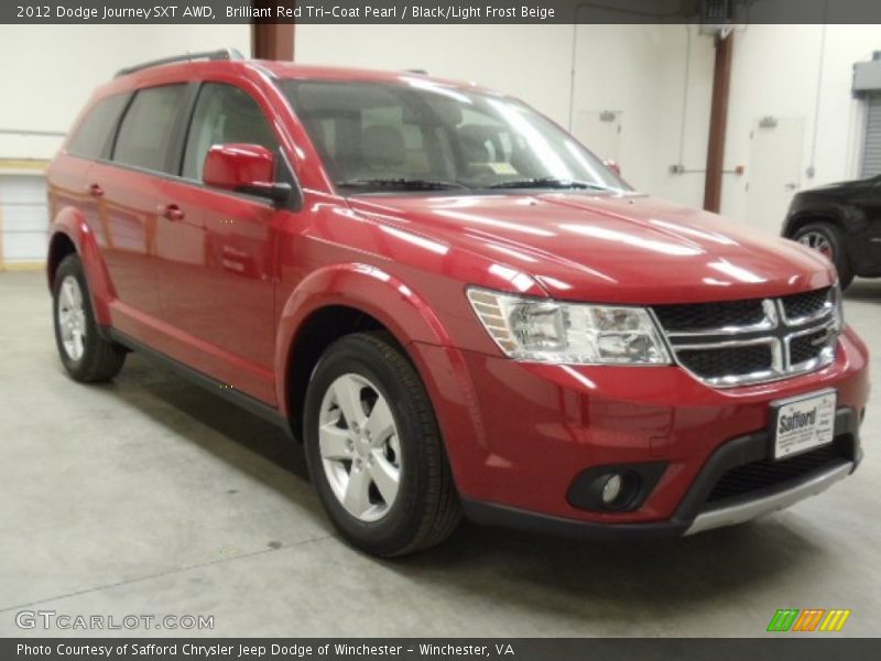 Brilliant Red Tri-Coat Pearl / Black/Light Frost Beige 2012 Dodge Journey SXT AWD