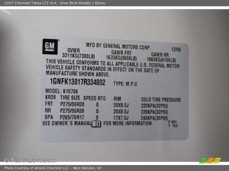 Silver Birch Metallic / Ebony 2007 Chevrolet Tahoe LTZ 4x4