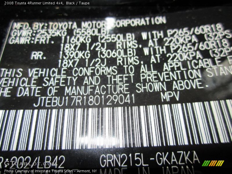 Black / Taupe 2008 Toyota 4Runner Limited 4x4