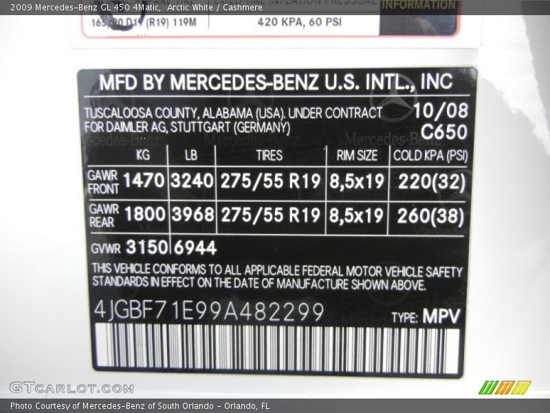Arctic White / Cashmere 2009 Mercedes-Benz GL 450 4Matic