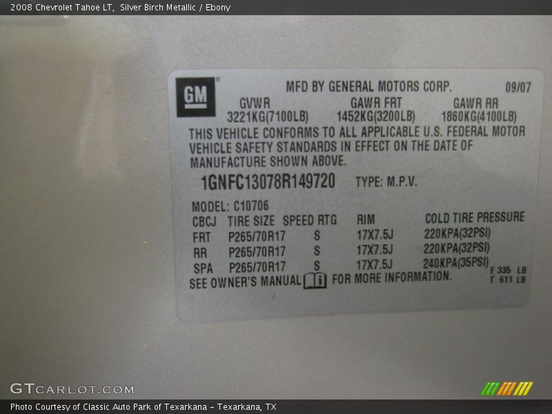 Silver Birch Metallic / Ebony 2008 Chevrolet Tahoe LT