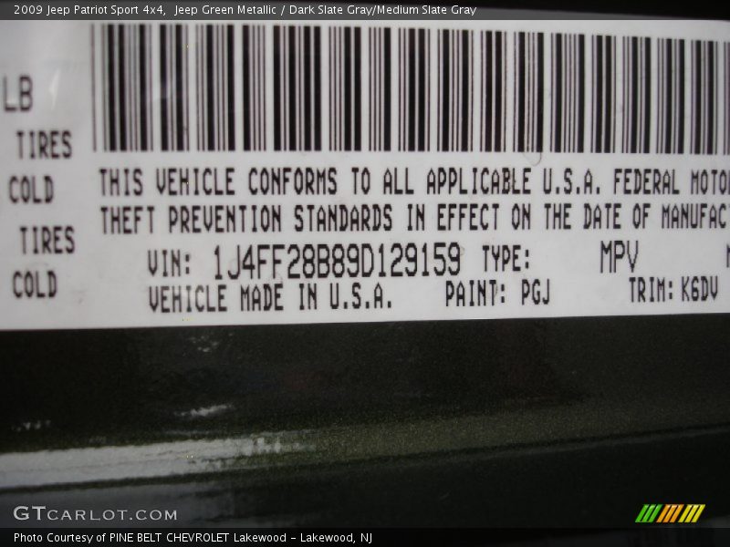 Jeep Green Metallic / Dark Slate Gray/Medium Slate Gray 2009 Jeep Patriot Sport 4x4